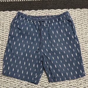Banana Republic Ikat Print Pull On Shorts Sz M Cotton Stretch Blue Casual